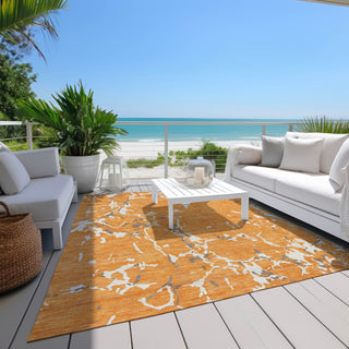 Piper Looms Chantille Stripes ACN1046 Orange Machine Washable Area Rug Outdoor Lifestyle Image Feature