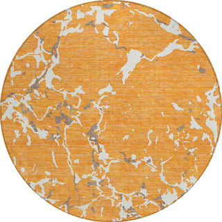 Piper Looms Chantille Stripes ACN1046 Orange Machine Washable Area Rug Round Main Image