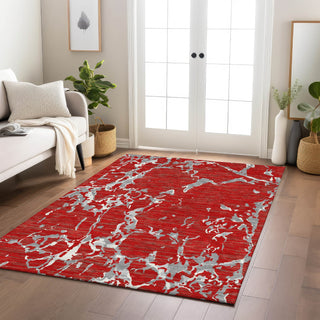 Piper Looms Chantille Stripes ACN1046 Red Machine Washable Area Rug Lifestyle Image Feature