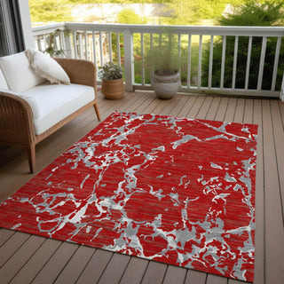 Piper Looms Chantille Stripes ACN1046 Red Machine Washable Area Rug Outdoor Lifestyle Image Feature