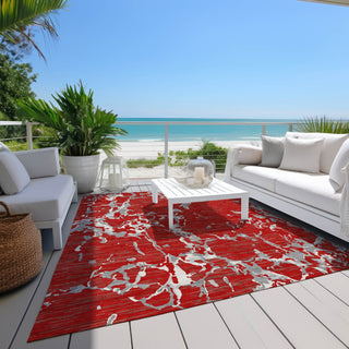 Piper Looms Chantille Stripes ACN1046 Red Machine Washable Area Rug Outdoor Lifestyle Image Feature