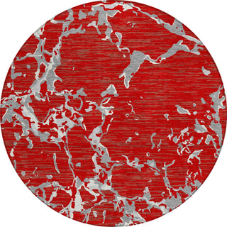 Piper Looms Chantille Stripes ACN1046 Red Machine Washable Area Rug Round Main Image