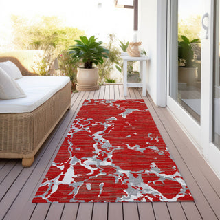 Piper Looms Chantille Stripes ACN1046 Red Machine Washable Area Rug Runner Outdoor Lifestyle Image Feature