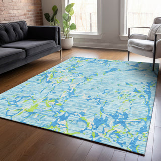 Piper Looms Chantille Stripes ACN1046 Sky Machine Washable Area Rug Lifestyle Image Feature