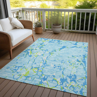 Piper Looms Chantille Stripes ACN1046 Sky Machine Washable Area Rug Outdoor Lifestyle Image Feature