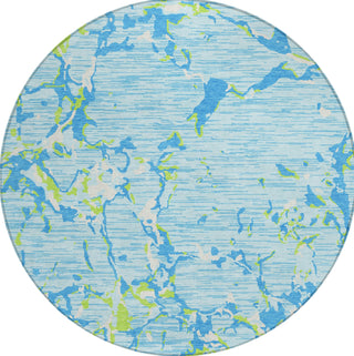 Piper Looms Chantille Stripes ACN1046 Sky Machine Washable Area Rug Round Main Image
