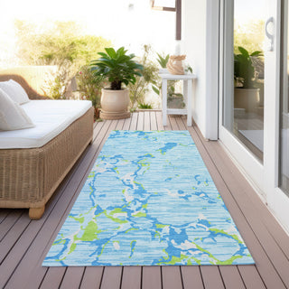 Piper Looms Chantille Stripes ACN1046 Sky Machine Washable Area Rug Runner Outdoor Lifestyle Image Feature
