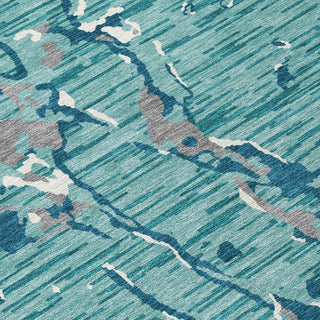 Piper Looms Chantille Stripes ACN1046 Teal Machine Washable Area Rug Swatch Image