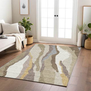 Piper Looms Chantille Waves ACN1047 Beige Machine Washable Area Rug Lifestyle Image Feature