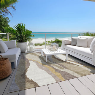 Piper Looms Chantille Waves ACN1047 Beige Machine Washable Area Rug Outdoor Lifestyle Image Feature