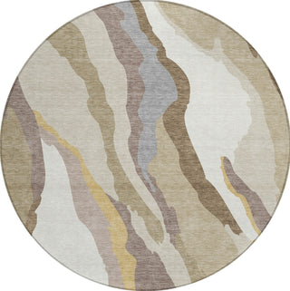 Piper Looms Chantille Waves ACN1047 Beige Machine Washable Area Rug Round Main Image