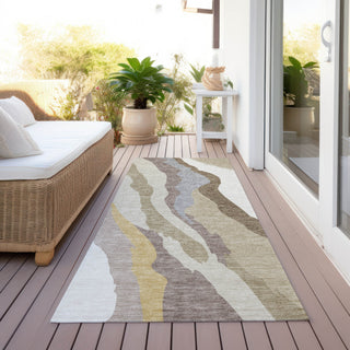 Piper Looms Chantille Waves ACN1047 Beige Machine Washable Area Rug Runner Outdoor Lifestyle Image Feature