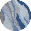 Piper Looms Chantille Waves ACN1047 Blue Machine Washable Area Rug Round Main Image