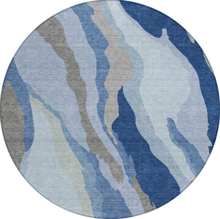 Piper Looms Chantille Waves ACN1047 Blue Machine Washable Area Rug Round Main Image