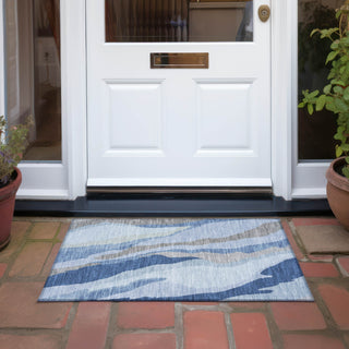 Piper Looms Chantille Waves ACN1047 Blue Machine Washable Area Rug Scatter Outdoor Lifestyle Image Feature