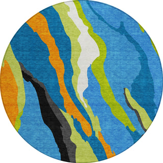 Piper Looms Chantille Waves ACN1047 Denim Machine Washable Area Rug Round Main Image