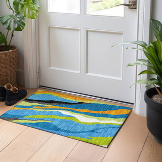 Piper Looms Chantille Waves ACN1047 Denim Machine Washable Area Rug Scatter Lifestyle Image Feature