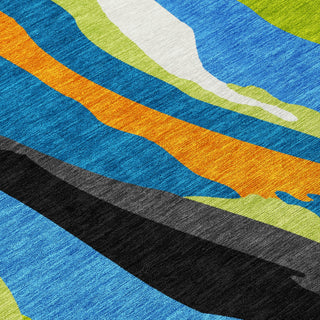 Piper Looms Chantille Waves ACN1047 Denim Machine Washable Area Rug Swatch Image