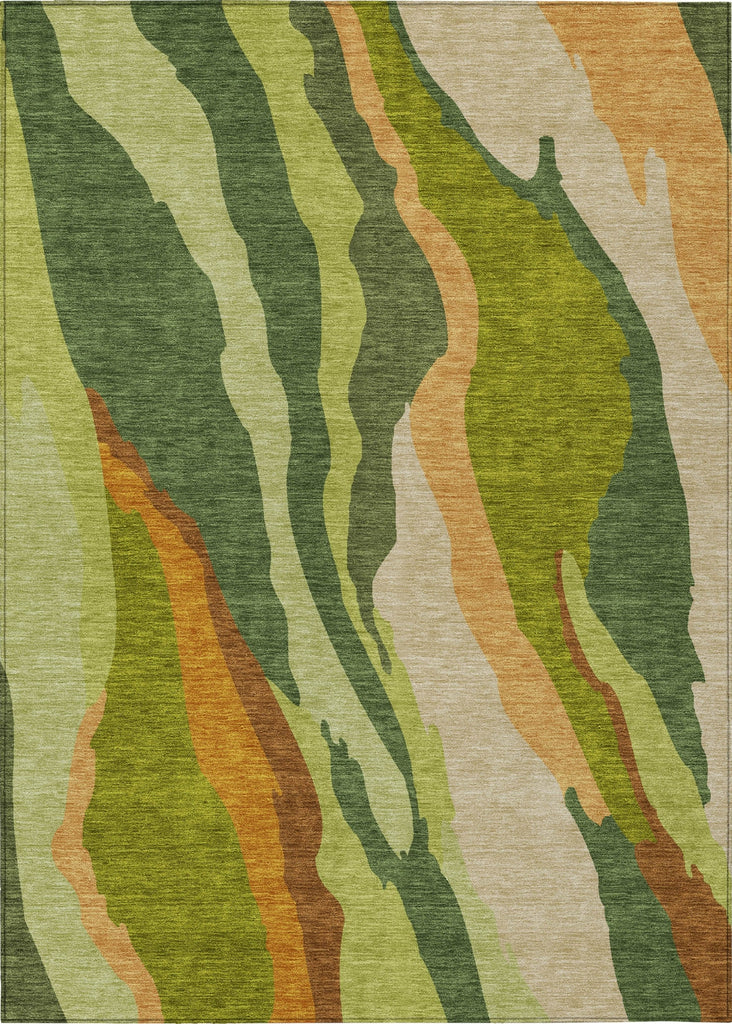 Piper Looms Chantille Waves ACN1047 Green Machine Washable Area Rug main image