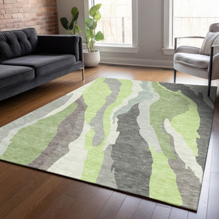 Piper Looms Chantille Waves ACN1047 Mint Machine Washable Area Rug Lifestyle Image Feature
