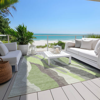 Piper Looms Chantille Waves ACN1047 Mint Machine Washable Area Rug Outdoor Lifestyle Image Feature