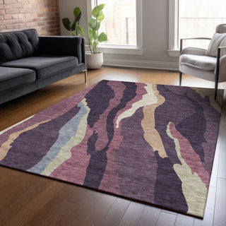 Piper Looms Chantille Waves ACN1047 Plum Machine Washable Area Rug Lifestyle Image Feature