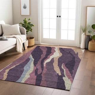 Piper Looms Chantille Waves ACN1047 Plum Machine Washable Area Rug Lifestyle Image Feature