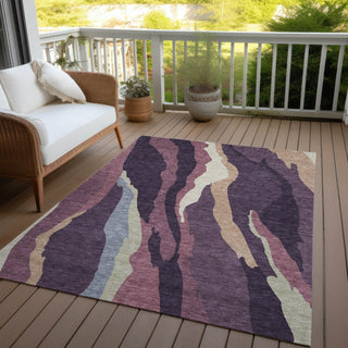 Piper Looms Chantille Waves ACN1047 Plum Machine Washable Area Rug Outdoor Lifestyle Image Feature