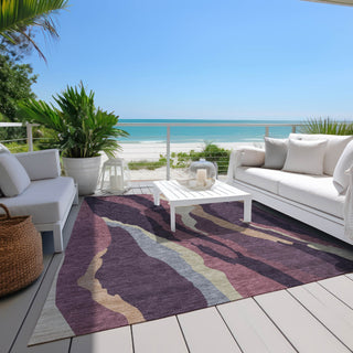 Piper Looms Chantille Waves ACN1047 Plum Machine Washable Area Rug Outdoor Lifestyle Image Feature