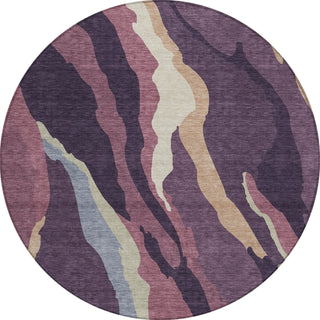 Piper Looms Chantille Waves ACN1047 Plum Machine Washable Area Rug Round Main Image