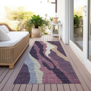 Piper Looms Chantille Waves ACN1047 Plum Machine Washable Area Rug Runner Outdoor Lifestyle Image Feature