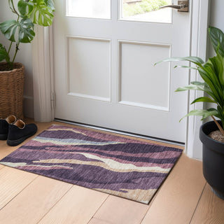 Piper Looms Chantille Waves ACN1047 Plum Machine Washable Area Rug Scatter Lifestyle Image Feature