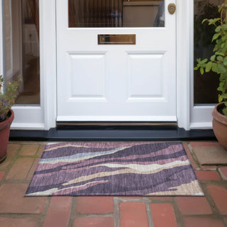 Piper Looms Chantille Waves ACN1047 Plum Machine Washable Area Rug Scatter Outdoor Lifestyle Image Feature