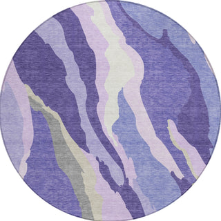Piper Looms Chantille Waves ACN1047 Purple Machine Washable Area Rug Round Main Image