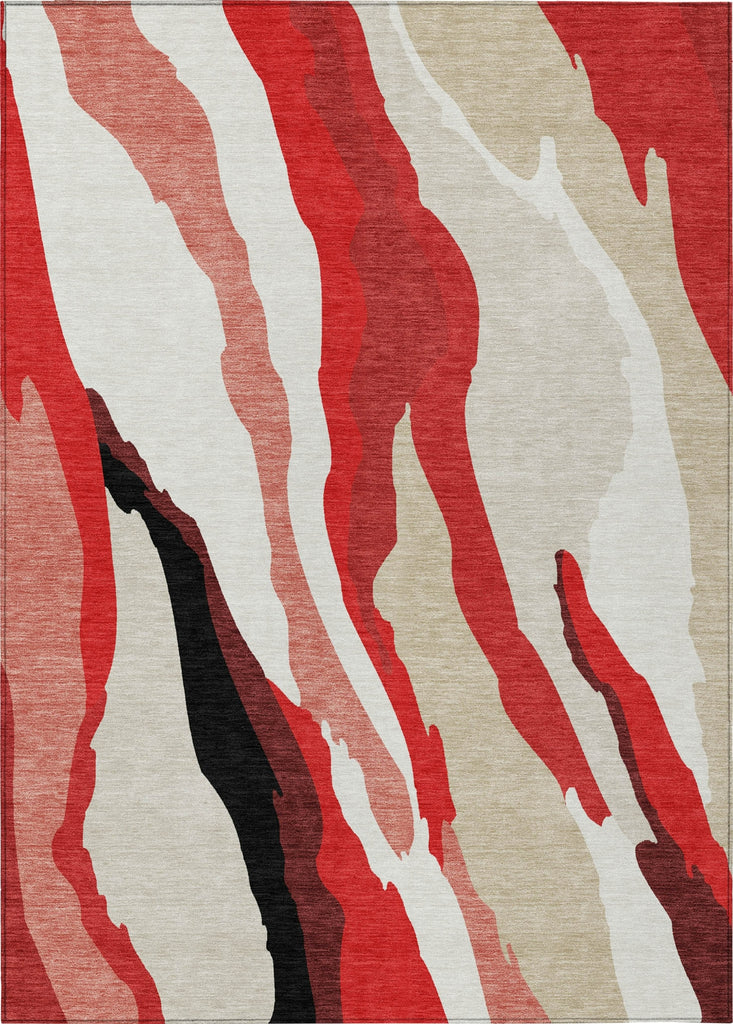 Piper Looms Chantille Waves ACN1047 Red Machine Washable Area Rug main image