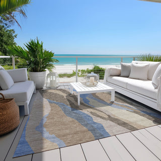 Piper Looms Chantille Waves ACN1047 Taupe Machine Washable Area Rug Outdoor Lifestyle Image Feature