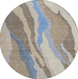 Piper Looms Chantille Waves ACN1047 Taupe Machine Washable Area Rug Round Main Image