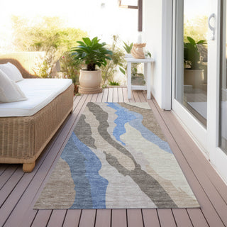 Piper Looms Chantille Waves ACN1047 Taupe Machine Washable Area Rug Runner Outdoor Lifestyle Image Feature