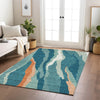 Piper Looms Chantille Waves ACN1047 Teal Machine Washable Area Rug Lifestyle Image Feature