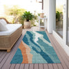 Piper Looms Chantille Waves ACN1047 Teal Machine Washable Area Rug Runner Outdoor Lifestyle Image Feature