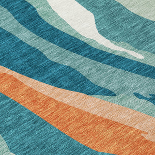 Piper Looms Chantille Waves ACN1047 Teal Machine Washable Area Rug Swatch Image