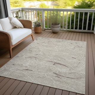 Piper Looms Chantille Lines ACN1048 Beige Machine Washable Area Rug Outdoor Lifestyle Image Feature
