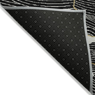 Piper Looms Chantille Lines ACN1048 Black Machine Washable Area Rug Backing Image