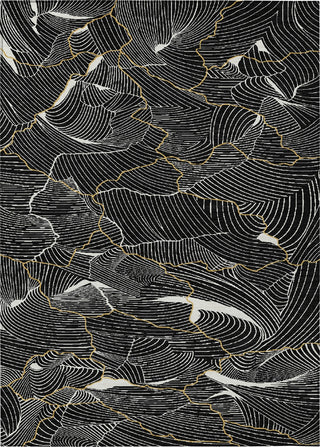 Piper Looms Chantille Lines ACN1048 Black Machine Washable Area Rug main image