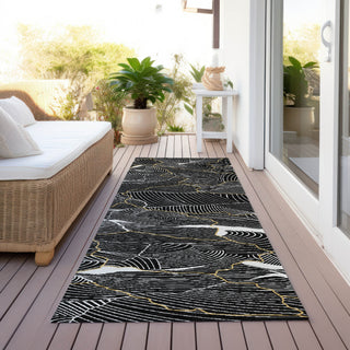 Piper Looms Chantille Lines ACN1048 Black Machine Washable Area Rug Runner Outdoor Lifestyle Image Feature