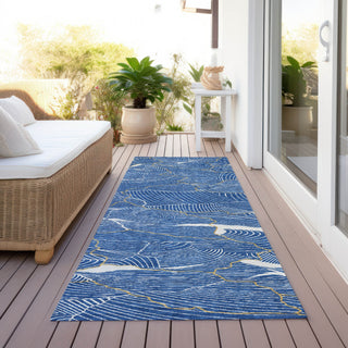 Piper Looms Chantille Lines ACN1048 Blue Machine Washable Area Rug Runner Outdoor Lifestyle Image Feature