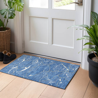 Piper Looms Chantille Lines ACN1048 Blue Machine Washable Area Rug Scatter Lifestyle Image Feature