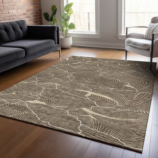 Piper Looms Chantille Lines ACN1048 Brown Machine Washable Area Rug Lifestyle Image Feature