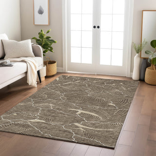 Piper Looms Chantille Lines ACN1048 Brown Machine Washable Area Rug Lifestyle Image Feature
