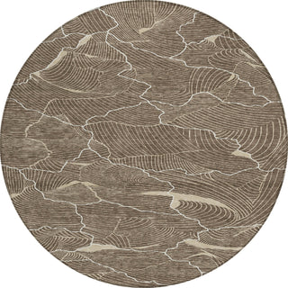 Piper Looms Chantille Lines ACN1048 Brown Machine Washable Area Rug Round Main Image